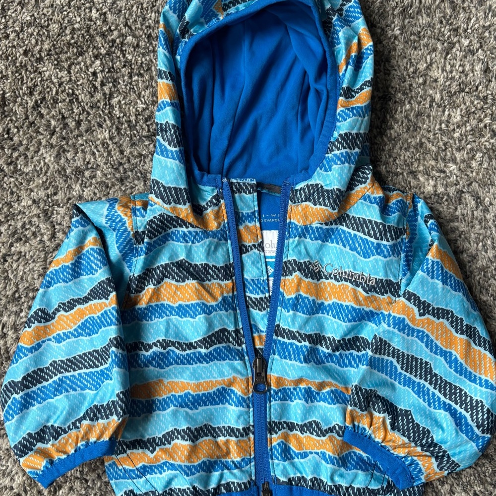 Infant Columbia Kids Blue and Orange Striped Jacket